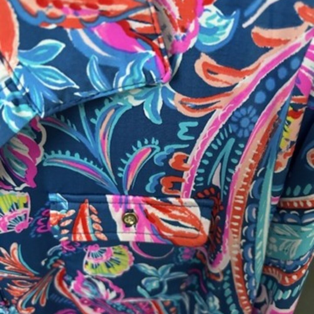 Stella Parker tropical UPF Button Up Collared Dress size XL NWOT - Picture 5 of 6